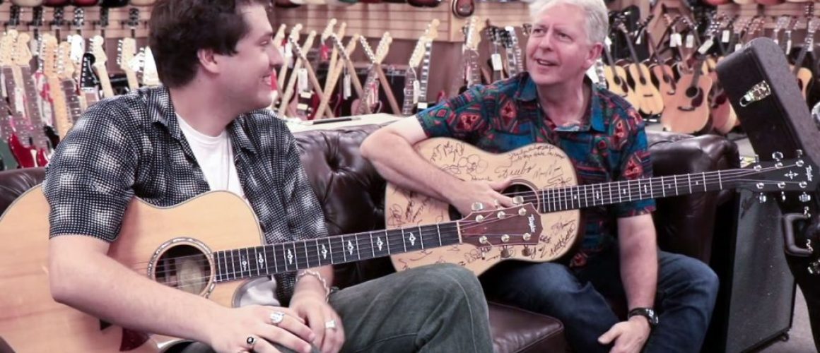 Sat on the sofa at Norman's Rare Guitars, with Michael Lemmo